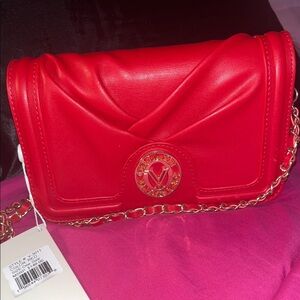 Red Quilted Chain-Shoulder Women's Bag